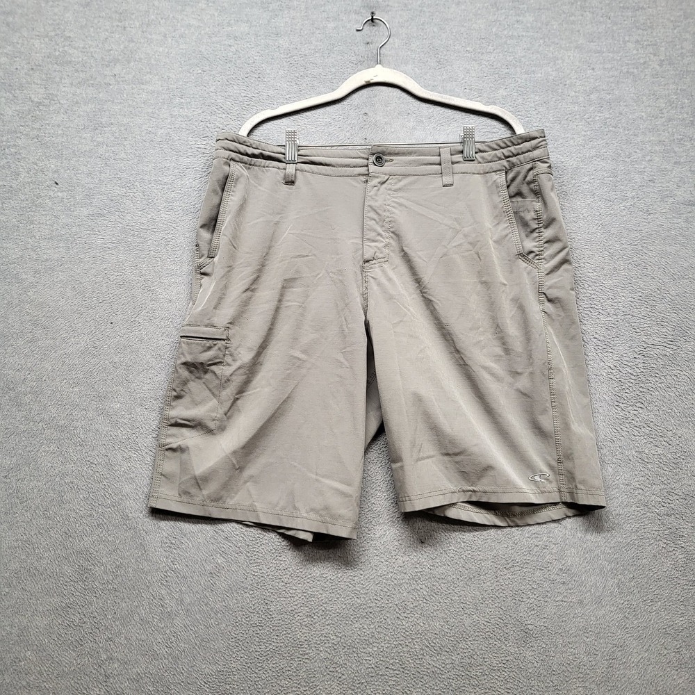 O'Neill Men Shorts 36 Khaki Chino Logo Embroidery Zipper 11" Inseam READ